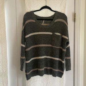 Free people green striped sweater